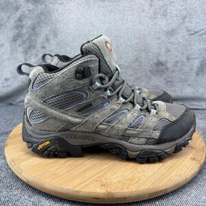 Merrell Boots Womens Size 7.5 Gray Suede Vibram Hiking Waterproof Ankle J06054